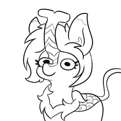 Size: 792x792 | Tagged: safe, artist:tjpones, derpibooru import, oc, oc:crow mellow, kirin, black and white, female, gift art, grayscale, image, kirin oc, lineart, monochrome, png, simple background, smiling, solo, white background