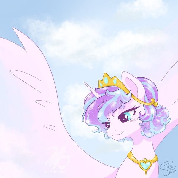 Size: 2048x2048 | Tagged: safe, artist:turtletroutstudios, derpibooru import, princess flurry heart, alicorn, pony, bust, female, image, jpeg, large wings, mare, older, older flurry heart, portrait, solo, spread wings, wings