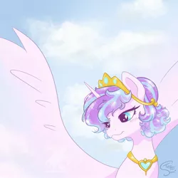 Size: 2048x2048 | Tagged: safe, artist:turtletroutstudios, derpibooru import, princess flurry heart, alicorn, pony, bust, female, image, jpeg, large wings, mare, older, older flurry heart, portrait, solo, spread wings, wings