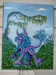 Size: 3000x4000 | Tagged: safe, artist:annuthecatgirl, derpibooru import, izzy moonbow, classical unicorn, unicorn, cloven hooves, g5, image, jpeg, leonine tail, painting, redesign, solo, tail, traditional art, unshorn fetlocks