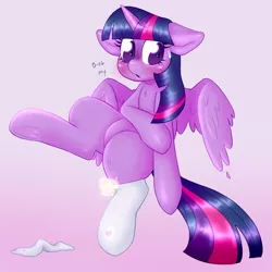 Size: 902x902 | Tagged: suggestive, artist:mclovin, derpibooru import, twilight sparkle, twilight sparkle (alicorn), alicorn, pony, blushing, clothes, cute, female, frog (hoof), image, magic, mare, png, socks, solo, solo female, stockings, thigh highs, underhoof