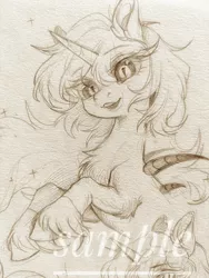 Size: 1536x2048 | Tagged: safe, artist:paipaishuaige, derpibooru import, oc, unofficial characters only, pony, unicorn, chest fluff, image, jpeg, looking at you, slit pupils, solo, traditional art, unshorn fetlocks