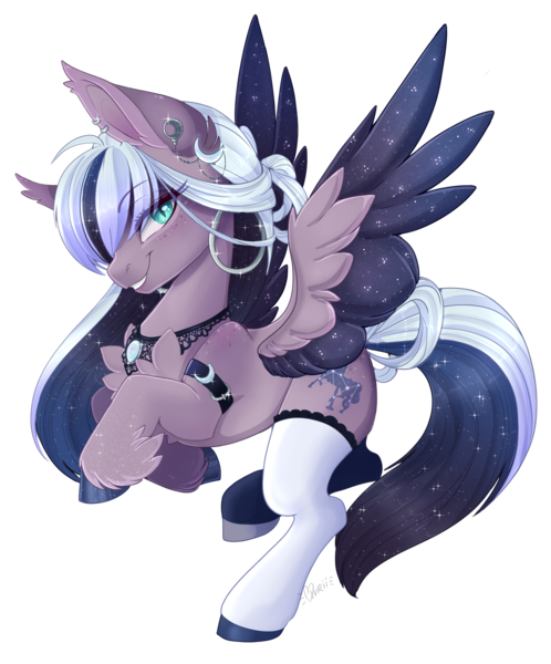 Size: 1920x2311 | Tagged: safe, artist:pvrii, derpibooru import, oc, oc:iris, pegasus, pony, clothes, colored wings, female, image, mare, png, simple background, socks, solo, transparent background, two toned wings, wings