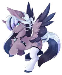 Size: 1920x2311 | Tagged: safe, artist:pvrii, derpibooru import, oc, oc:iris, pegasus, pony, clothes, colored wings, female, image, mare, png, simple background, socks, solo, transparent background, two toned wings, wings