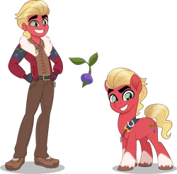Size: 4000x3929 | Tagged: safe, artist:orin331, derpibooru import, sprout cloverleaf, earth pony, human, pony, equestria girls, my little pony: a new generation, bushy brows, clothes, cloven hooves, coat markings, cutie mark, cutie mark on clothes, equestria girls-ified, fingerless gloves, g5, g5 to equestria girls, g5 to g4, gloves, hand on hip, handsome, high res, human ponidox, image, jacket, looking at you, male, movie accurate, pants, png, self paradox, self ponidox, shadow, shoes, simple background, smiling, socks (coat marking), stallion, stupid sexy sprout cloverleaf, transparent background