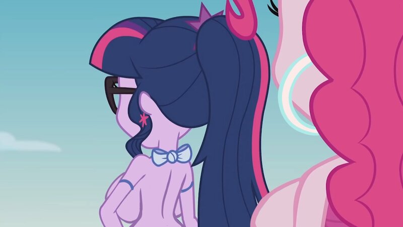 Size: 1280x721 | Tagged: questionable, artist:annon, derpibooru import, edit, screencap, pinkie pie, sci-twi, twilight sparkle, equestria girls, equestria girls series, friendship math, big breasts, bimbo, bimbo pie, bimbo sparkle, bimboification, breast expansion, breasts, busty pinkie pie, busty twilight sparkle, clothes, duo, duo female, ear piercing, earring, female, glasses, growth, hooped earrings, huge breasts, image, jewelry, jpeg, nudity, piercing, rearboob