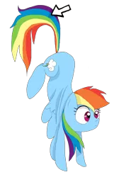 Size: 2150x2900 | Tagged: safe, artist:misspolycysticovary, derpibooru import, rainbow dash, pegasus, pony, arrow, computer mouse, cursor, desktop ponies, female, image, mare, pixel art, png, simple background, solo, sprite, suspended, tail, tail pull, transparent background