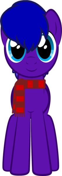 Size: 650x1840 | Tagged: safe, derpibooru import, oc, oc:shock script, unofficial characters only, earth pony, pony, derpibooru community collaboration, 2022 community collab, base used, blue eyes, clothes, earth pony oc, front view, full body, image, looking at you, male, png, scarf, show accurate, simple background, smiling, smiling at you, solo, stallion, standing, striped scarf, transparent background, two toned mane