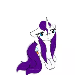 Size: 512x512 | Tagged: safe, artist:boredtabletfilly, derpibooru import, rarity, pony, unicorn, magical mystery cure, female, floppy ears, image, jpeg, mare, rainbow dash's cutie mark, sad, simple background, solo, swapped cutie marks, wet, wet mane, what my cutie mark is telling me, white background