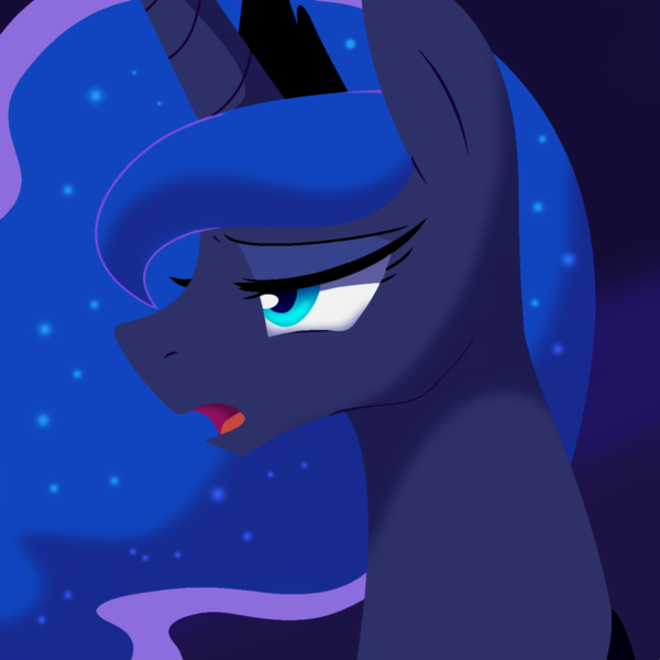 Size: 1280x1280 | Tagged: safe, artist:gameplayart, derpibooru import, princess luna, alicorn, female, image, open mouth, png, simple background, solo