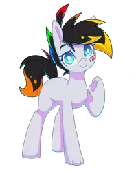 Size: 1427x1800 | Tagged: safe, artist:musicfirewind, derpibooru import, oc, oc:cipher wave, earth pony, hybrid, pony, derpibooru community collaboration, 2022 community collab, hand, image, png, solo, standing