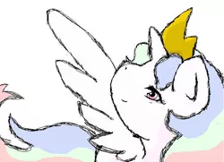 Size: 618x448 | Tagged: safe, artist:ponywoona, derpibooru import, princess celestia, alicorn, pony, crown, female, filly, filly celestia, image, jewelry, jpeg, ms paint, old art, regalia, simple background, solo, white background, younger