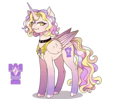 Size: 1754x1440 | Tagged: safe, alternate version, artist:clown-bread, derpibooru import, oc, unofficial characters only, alicorn, pony, alicorn oc, choker, female, hoof polish, horn, image, mare, png, simple background, smiling, solo, transparent background, wings