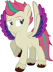 Size: 1280x1733 | Tagged: safe, artist:alexdti, derpibooru import, zipp storm, pegasus, pony, blue eyes, colored wings, eyebrows, female, full body, g5, image, mare, multicolored wings, png, raised hoof, simple background, solo, spread wings, standing, tail, transparent background, two toned mane, two toned tail, unshorn fetlocks, wings