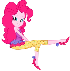 Size: 1600x1617 | Tagged: safe, artist:lobo299, derpibooru import, pinkie pie, equestria girls, equestria girls series, twilight under the stars, spoiler:eqg series (season 2), alternate clothes, bare shoulders, clothes, high heels, image, png, raised leg, shoes, simple background, solo, strapless, transparent background