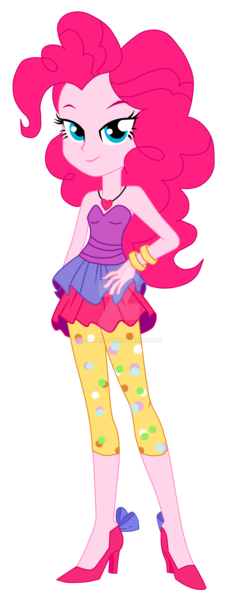 Size: 1600x4026 | Tagged: safe, artist:lobo299, derpibooru import, pinkie pie, equestria girls, equestria girls series, twilight under the stars, spoiler:eqg series (season 2), alternate clothes, bare shoulders, bracelet, clothes, high heels, image, jewelry, necklace, png, shoes, simple background, solo, strapless, vector