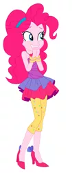 Size: 1600x3794 | Tagged: safe, artist:lobo299, derpibooru import, pinkie pie, equestria girls, equestria girls series, twilight under the stars, spoiler:eqg series (season 2), alternate clothes, bare shoulders, bracelet, clothes, high heels, image, jewelry, jpeg, shoes, simple background, solo, strapless, vector