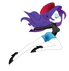 Size: 1920x1983 | Tagged: safe, artist:lobo299, derpibooru import, rarity, equestria girls, alternate clothes, beatnik rarity, beret, clothes, eyes closed, hat, high heels, image, png, shoes, shorts, simple background, solo, sweater, vector