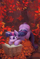 Size: 683x1024 | Tagged: safe, artist:viwrastupr, banned from derpibooru, edit, editor:edits of hate, unauthorized edit, twilight sparkle, pony, unicorn, autumn, book, bookhorse, both cutie marks, cute, featured image, female, fluffy, hoof fluff, image, implied fluttershy, leaves, leg fluff, mare, nature, png, prone, reading, smiling, solo, that pony sure does love books, tree, twiabetes, unicorn twilight, unshorn fetlocks, when you see it, wingless, wingless edit, wings