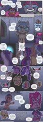 Size: 1516x4241 | Tagged: suggestive, artist:perfectblue97, derpibooru import, pinkie pie, rainbow dash, rarity, twilight sparkle, oc, earth pony, pegasus, pony, unicorn, comic:shadows of the past, :o, butt, censor bar, censored, comic, female, filly, glow, glowing horn, horn, image, open mouth, png, speech bubble, twibutt, unicorn twilight