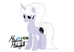 Size: 2360x1640 | Tagged: safe, artist:mistress midnight, derpibooru import, oc, unicorn, dark eyes, eyelashes, eyeliner, eyeshadow, image, large cutie mark, long hair, makeup, mane, photo, png, show accurate, signature, simple background, smiling, solo, tail, tall, transparent background, white hair