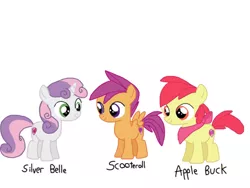 Size: 1280x960 | Tagged: safe, artist:chanyhuman, derpibooru import, apple bloom, scootaloo, sweetie belle, earth pony, pegasus, pony, unicorn, apple buck, applebuck, colt, cute, cutie mark crusaders, deviantart, foal, group, image, jpeg, male, my little colt, rule 63, scooteroll, silver bell, silver belle, simple background, white background