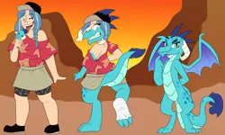 Size: 1280x768 | Tagged: artist needed, safe, derpibooru import, princess ember, dragon, human, clothes, dragon lands, food, human to dragon, ice cream, image, jpeg, torn clothes, transformation, transformation sequence