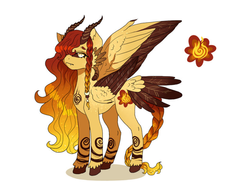 Size: 1280x977 | Tagged: safe, artist:clown-bread, derpibooru import, oc, unofficial characters only, pony, butt wings, eyelashes, female, frown, horns, image, magical lesbian spawn, mare, multiple wings, offspring, parent:daybreaker, parent:fluttershy, png, simple background, solo, transparent background, wings