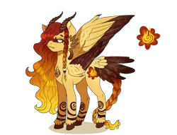 Size: 1280x977 | Tagged: safe, artist:clown-bread, derpibooru import, oc, unofficial characters only, pony, butt wings, eyelashes, female, frown, horns, image, magical lesbian spawn, mare, multiple wings, offspring, parent:daybreaker, parent:fluttershy, png, simple background, solo, transparent background, wings