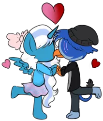 Size: 736x864 | Tagged: safe, artist:soulninja05, derpibooru import, oc, oc:fleurbelle, oc:lord ben maza, alicorn, gryphon, pony, alicorn oc, faceless female, faceless male, female, heart, horn, image, kissing, male, mare, offscreen character, png, simple background, transparent background, wings