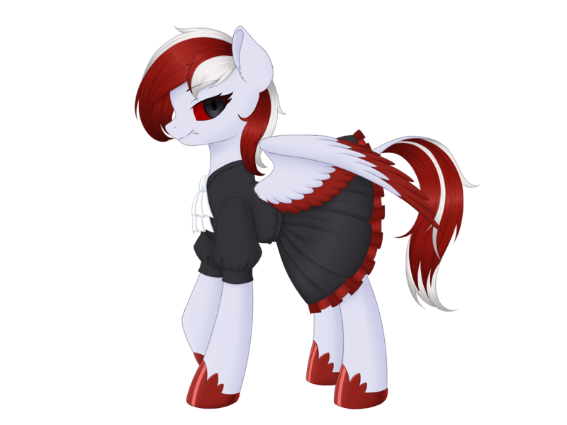 Size: 2048x1536 | Tagged: safe, anonymous artist, derpibooru import, oc, oc:fallen thought, pegasus, derpibooru community collaboration, 2022 community collab, clothes, female, hoof shoes, image, png, simple background, slit pupils, solo, transparent background, wings