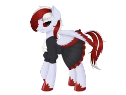 Size: 2048x1536 | Tagged: safe, anonymous artist, derpibooru import, oc, oc:fallen thought, pegasus, derpibooru community collaboration, 2022 community collab, clothes, female, hoof shoes, image, png, simple background, slit pupils, solo, transparent background, wings