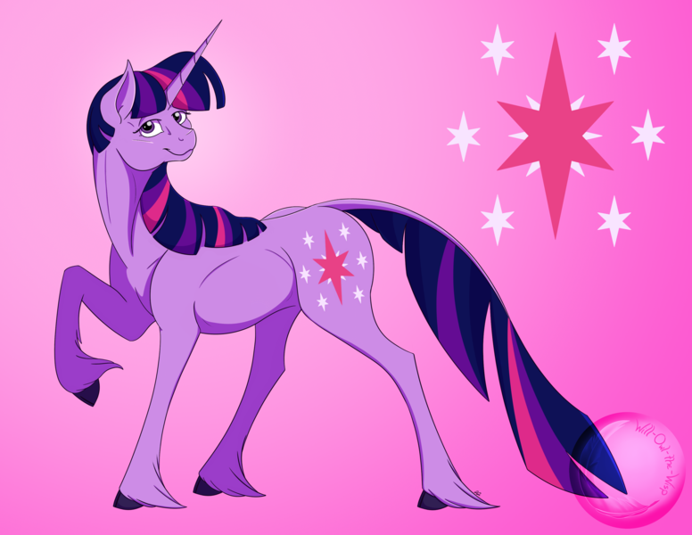 Size: 3300x2550 | Tagged: safe, artist:will-owl-the-wisp, derpibooru import, twilight sparkle, classical unicorn, pony, unicorn, abstract background, cloven hooves, cutie mark, cutie mark background, female, image, leonine tail, looking at you, mare, png, smiling, solo, tail, unicorn twilight, unshorn fetlocks, watermark