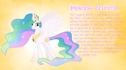 Size: 1280x719 | Tagged: safe, artist:andoanimalia, derpibooru import, princess celestia, alicorn, pony, bio, crown, female, hoof shoes, image, jewelry, looking at you, mare, png, regalia, solo, vector, wings