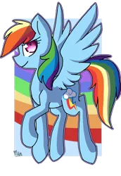 Size: 1024x1490 | Tagged: safe, artist:snowolive, derpibooru import, part of a set, rainbow dash, pegasus, pony, abstract background, cutie mark, female, image, mare, png, raised hoof, shrunken pupils, smiling, solo, spread wings, wings