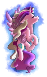 Size: 1024x1689 | Tagged: safe, artist:snowolive, derpibooru import, princess cadance, alicorn, pony, cutie mark, eyes closed, female, floppy ears, flying, image, mare, missing accessory, png, simple background, smiling, solo, spread wings, transparent background, wind, windswept mane, wings