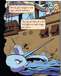 Size: 537x669 | Tagged: safe, artist:andypriceart, derpibooru import, idw, applejack, cranky doodle donkey, narwhal, spoiler:comic, spoiler:comic89, angry, comic, faic, image, jpeg, season 10, ship