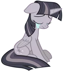 Size: 3394x3879 | Tagged: safe, artist:tardifice, artist:wardex101, derpibooru import, edit, edited edit, twilight sparkle, twilight sparkle (alicorn), alicorn, pony, crying, depressed, discorded, discorded twilight, eyes closed, female, folded wings, image, mare, png, sad, simple background, sitting, solo, sorrow, transparent background, vector, wings