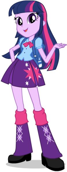 Size: 265x683 | Tagged: safe, official, twilight sparkle, equestria girls, backpack, become an equestria girl, boots, bowtie, clothes, eqg promo pose set, flash game, image, official art, png, shoes, simple background, skirt, smiling, solo, transparent background