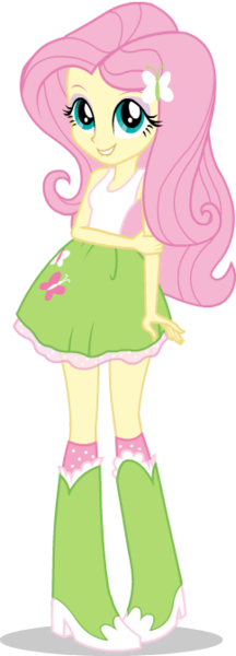 Size: 242x672 | Tagged: safe, official, fluttershy, equestria girls, become an equestria girl, boots, clothes, eqg promo pose set, flash game, hairclip, image, official art, png, shoes, simple background, skirt, sleeveless, smiling, solo, transparent background