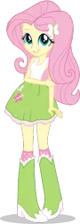 Size: 242x672 | Tagged: safe, official, fluttershy, equestria girls, become an equestria girl, boots, clothes, eqg promo pose set, flash game, hairclip, image, official art, png, shoes, simple background, skirt, sleeveless, smiling, solo, transparent background