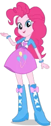 Size: 289x712 | Tagged: safe, official, pinkie pie, equestria girls, become an equestria girl, belt, boots, bracelet, clothes, eqg promo pose set, flash game, image, jewelry, official art, png, shoes, simple background, skirt, smiling, solo, transparent background