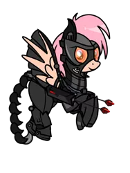 Size: 768x1024 | Tagged: safe, artist:windy breeze, derpibooru import, oc, oc:thunder light, pegasus, derpibooru community collaboration, 2021 community collab, armor, enclave, enclave armor, female, flying, image, looking at you, png, simple background, smiling, solo, spread wings, transparent background, wings