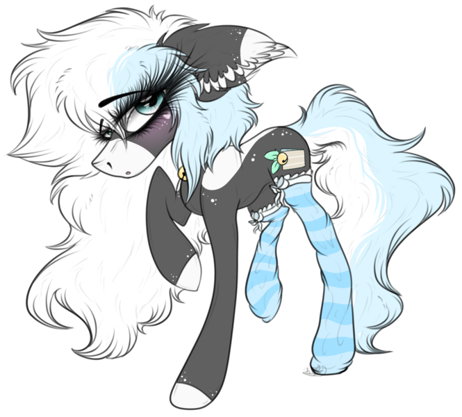 Size: 2370x2138 | Tagged: safe, artist:beamybutt, derpibooru import, oc, oc:bluebell, earth pony, pony, clothes, colored hooves, ear fluff, earth pony oc, female, image, mare, png, simple background, socks, solo, striped socks, transparent background