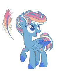 Size: 1706x1864 | Tagged: safe, artist:just-silvushka, derpibooru import, oc, unofficial characters only, pegasus, pony, base used, colored wings, eyelashes, female, image, mare, multicolored hair, open mouth, parent:night glider, parent:rainbow dash, pegasus oc, png, rainbow hair, raised hoof, simple background, smiling, transparent background, two toned wings, wings