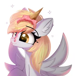 Size: 2356x2378 | Tagged: safe, artist:janelearts, derpibooru import, derpy hooves, pony, bust, ice cream cone, image, png, portrait, simple background, solo, tongue out, white background