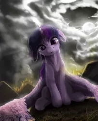 Size: 1292x1592 | Tagged: semi-grimdark, artist:thatdreamerarts, derpibooru import, twilight sparkle, twilight sparkle (alicorn), alicorn, pony, chest fluff, crying, despair, female, fire, floppy ears, full face view, house, house fire, image, lens flare, looking down, mare, messy mane, on fire, outdoors, overcast, png, sad, shocked, sitting, smoke, solo, spread wings, teary eyes, thousand yard stare, wings, wings down