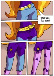 Size: 2480x3507 | Tagged: safe, artist:rex-equinox, derpibooru import, adagio dazzle, aria blaze, sonata dusk, oc, oc:ced, unofficial characters only, human, equestria girls, antagonist, clothes, comic, female, image, male, png, possessed, possession, rule 63, solo, the dazzlings, transformation, transformation sequence, transforming clothes, transgender transformation