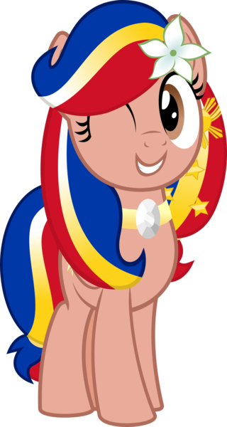 Size: 1789x3353 | Tagged: safe, artist:jhayarr23, derpibooru import, oc, oc:pearl shine, ponified, pegasus, pony, image, nation ponies, one eye closed, philippines, png, simple background, solo, transparent background, wink