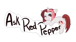 Size: 500x281 | Tagged: safe, artist:ask-red-pepper-blog, derpibooru import, cayenne, pony, unicorn, ask, eyeshadow, female, image, looking up, lying down, makeup, mare, one eye closed, png, solo